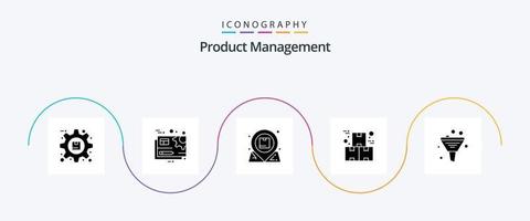 pack d'icônes glyphe 5 de gestion de produit, y compris l'industrie. boîte. paramètre. interaction. essentiel vecteur