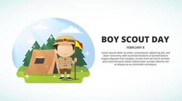 fond de jour de scoutisme avec un garçon scout dans un camp d'été vecteur