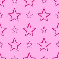 fond transparent d'étoiles de doodle. étoiles roses dessinées à la main sur fond rose. illustration vectorielle vecteur