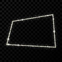 cadre à paillettes argentées. cadre rectangle avec étoiles brillantes et scintille sur fond transparent foncé. illustration vectorielle