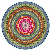 carte multicolore ornement avec mandala. forme vectorielle ornementale ronde isolée sur blanc. illustration vectorielle en couleurs noir et blancs. vecteur