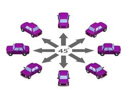 voiture en maille sous différents angles en vue isométrique. vecteur