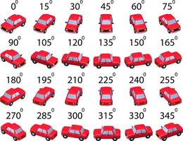 un ensemble de 24 voitures grillagées sous différents angles. vecteur