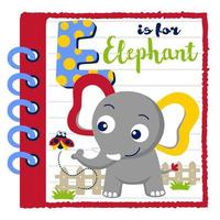 éléphant mignon avec coccinelle dans le cadre de l'ordinateur portable, dessin animé éducatif pour les enfants, illustration de dessin animé vectoriel