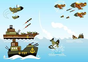la guerre de la mer, illustration de dessin animé de vecteur