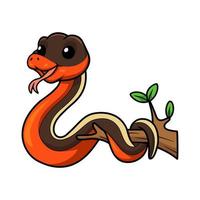 mignon, serpent jarretière, dessin animé, sur, branche arbre vecteur