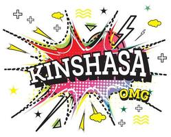 texte comique de kinshasa dans un style pop art isolé sur fond blanc. vecteur