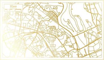 plan de la ville de kiev ukraine dans un style rétro de couleur dorée. carte muette. vecteur