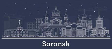 Décrire les toits de la ville de Saransk en Russie avec des bâtiments blancs. vecteur