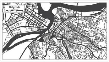 carte de la ville de belgrade serbie en couleur noir et blanc dans un style rétro isolé sur blanc. vecteur