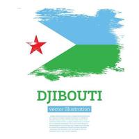 drapeau djibouti avec des coups de pinceau. le jour de l'indépendance. vecteur