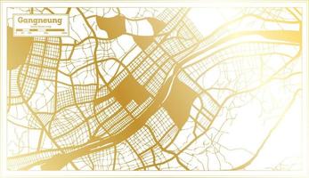 carte de la ville de gangneung en corée du sud dans un style rétro de couleur dorée. carte muette. vecteur