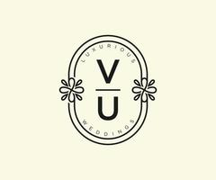 vu initiales lettre modèle de logos de monogramme de mariage, modèles minimalistes et floraux modernes dessinés à la main pour cartes d'invitation, réservez la date, identité élégante. vecteur