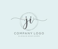 logo féminin ji initial. utilisable pour les logos nature, salon, spa, cosmétique et beauté. élément de modèle de conception de logo vectoriel plat.