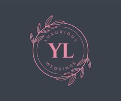 modèle de logos de monogramme de mariage lettre initiales yl, modèles minimalistes et floraux modernes dessinés à la main pour cartes d'invitation, réservez la date, identité élégante. vecteur