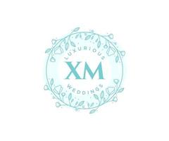 modèle de logos de monogramme de mariage lettre initiales xm, modèles minimalistes et floraux modernes dessinés à la main pour cartes d'invitation, réservez la date, identité élégante. vecteur