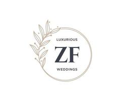 modèle de logos de monogramme de mariage lettre initiales zf, modèles minimalistes et floraux modernes dessinés à la main pour cartes d'invitation, réservez la date, identité élégante. vecteur