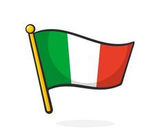 illustration de dessin animé du drapeau de l'italie sur flagstaff vecteur