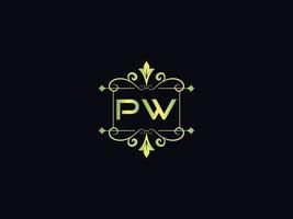 logo de luxe monogramme pw, création de logo de lettre pw minimale vecteur