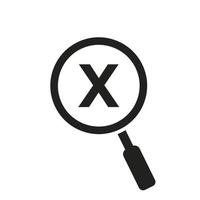 logo de recherche sur le modèle vectoriel lettre x. signe de loupe
