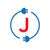 logo de l'électricité de la lettre j du tonnerre. industriel électrique, boulon électrique de signe de puissance vecteur