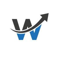 concept de logo de finances lettre w. logo commercial et financier. modèle de logo financier avec flèche de croissance marketing vecteur