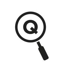 logo de recherche sur le modèle de vecteur de lettre q. signe de loupe