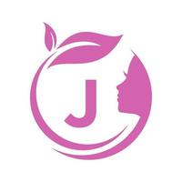 logo de spa de beauté sur le modèle vectoriel lettre j. salon de coiffure beauté femme et signe d'élégance spa