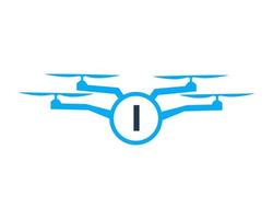 création de logo de drone sur le concept de la lettre i. modèle de vecteur de drone de photographie