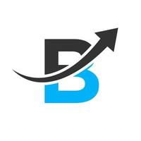 concept de logo finance lettre b. logo commercial et financier. modèle de logo financier avec flèche de croissance marketing vecteur
