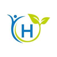 création de logo de soins de santé lettre h. modèle de logo médical. logo de remise en forme et de santé humaine vecteur