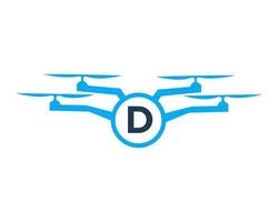 création de logo de drone sur le concept de lettre d. modèle de vecteur de drone de photographie