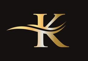 création de signe de logo lettre k avec concept de vague d'eau vecteur