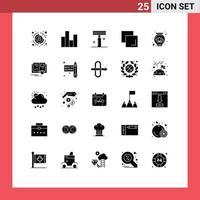 25 glyphes solides vectoriels thématiques et symboles modifiables des statistiques des couches de lotus dupliquer les éléments de conception vectoriels modifiables du salon vecteur