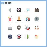 ensemble de 16 symboles d'icônes d'interface utilisateur modernes signes pour les affaires jus vip shopping sain pack modifiable d'éléments de conception de vecteur créatif