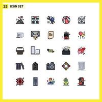25 icônes créatives signes et symboles modernes d'éléments de conception vectoriels modifiables d'équipement de plage de musique d'été médical vecteur
