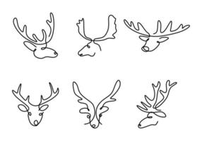 dessin à la main une ligne de tête de cerf isolée sur fond blanc. vecteur