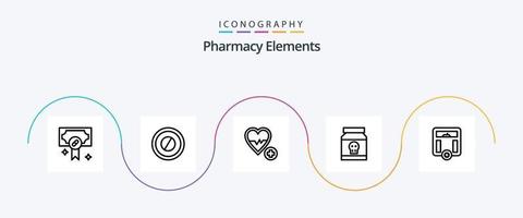 pack d'icônes de la ligne 5 des éléments de la pharmacie, y compris le poison. danger . tablette. cœur vecteur