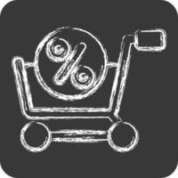 réduction d'icône. lié au symbole de la boutique en ligne. façon craie. simple illustration. magasin vecteur