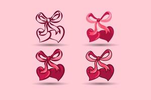 élément de la saint valentin. rubans roses et forme d'amour. illustration vectorielle vecteur
