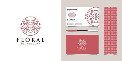 logo floral et carte de visite beauté femme spa vecteur