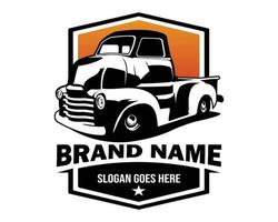 camions chevy à vendre. vue de fond blanc isolé de côté. vecteur de conception de camion premium. idéal pour le logo, le badge, l'emblème, l'icône, la conception d'autocollants. disponible en eps 10.