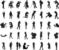 collection de silhouettes de photographes isolée sur blanc. illustration vectorielle vecteur