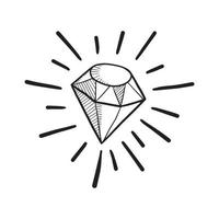 doodle main dessiner diamant, illustration vectorielle. vecteur