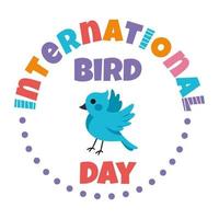 journée mondiale des oiseaux. logo lumineux pour bannière. vacances internationales. prendre soin de la nature. vecteur