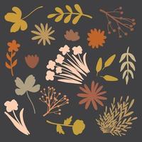 silhouette de fleurs bundle vector en couleur rétro