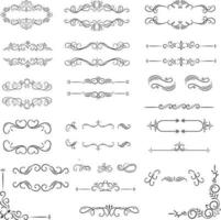 ensemble de coins de bordure mixtes et de décorations classiques florales, illustration vectorielle de l'ensemble de cadre de coin décoratif. vecteur