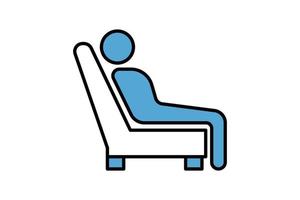 illustration d'icône de loisirs. icône de personnes avec siège. icône liée au mode de vie. style d'icône de ligne plate. conception de vecteur simple modifiable