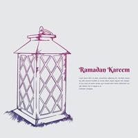 lanterne dessinée à la main avec dégradé de couleur pour le ramadan kareem ou la conception de modèles islamiques vecteur