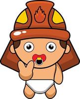 illustration de dessin animé d'un personnage mascotte bébé pompier vecteur
